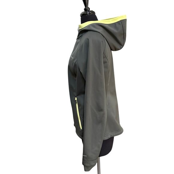 Columbia Omni-Wind Block Olive Lime Hooded Jacket Women’s L Softshell EUC - Picture 2 of 16